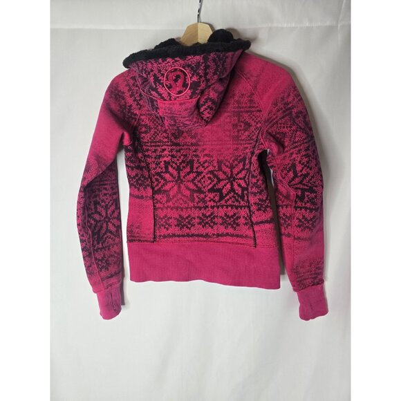 Lululemon Scuba Jacket Special Edition Pink Snowflake Fluffy Hood Full Zip Sz 4 - Picture 7 of 15